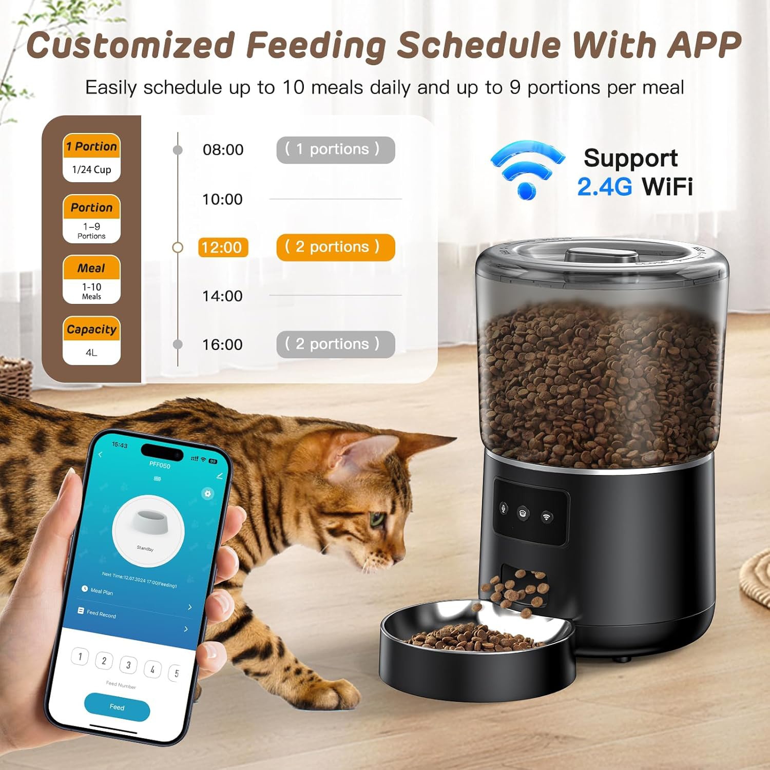 Pet Automatic Feeder 4L Smart  - đánh giá và giá Pet Feeders
